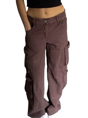 PacSun Brown Wide-Leg Cargo Pants